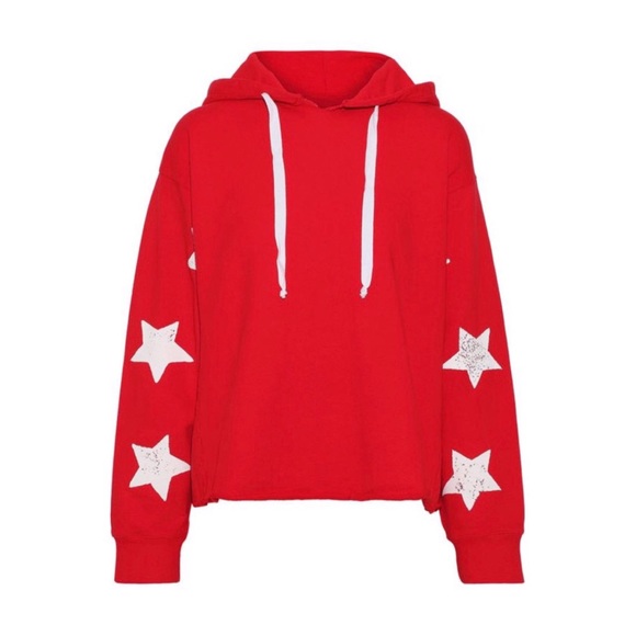 Current/Elliott cut-cropped Star fleece hoodie S - Picture 3 of 8